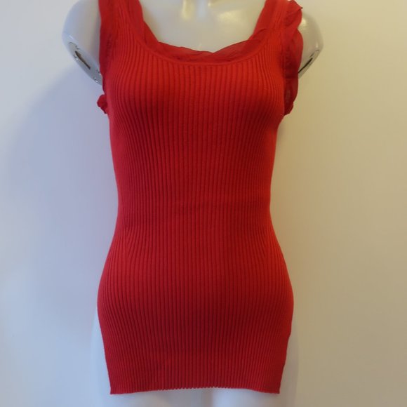 *Womens 3.1 Phillip Lim Red Ribbed Silk Blend Sleeveless Top M - Picture 5 of 11